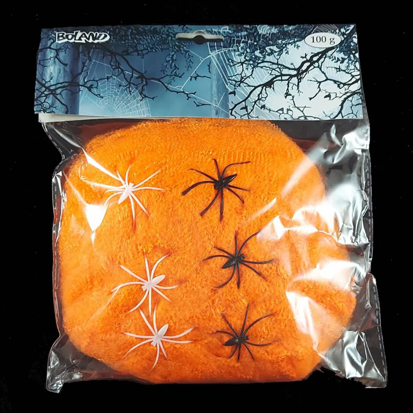 Oranje spinnenweb met spinnen.