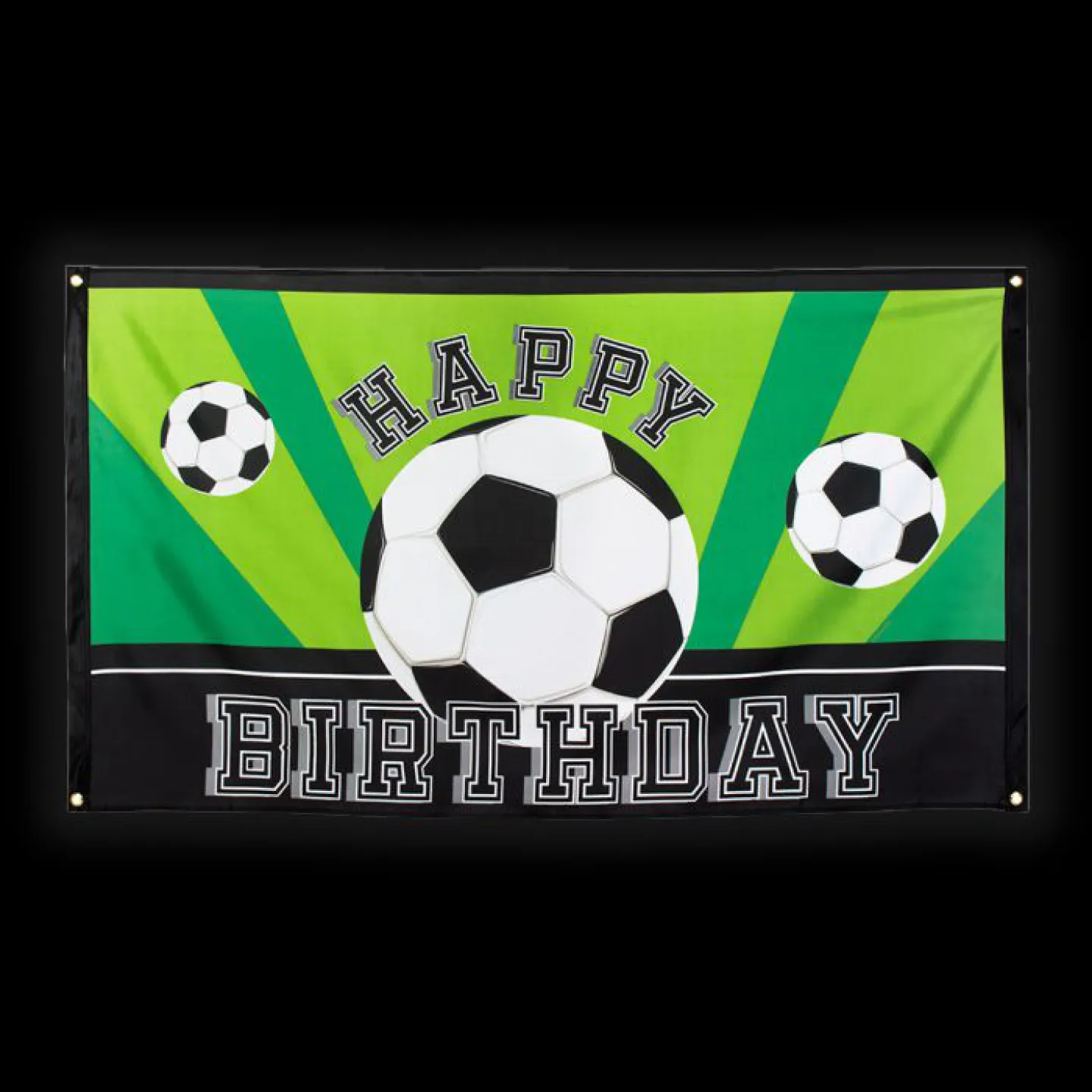 polyester banner voetbal happy birthday.