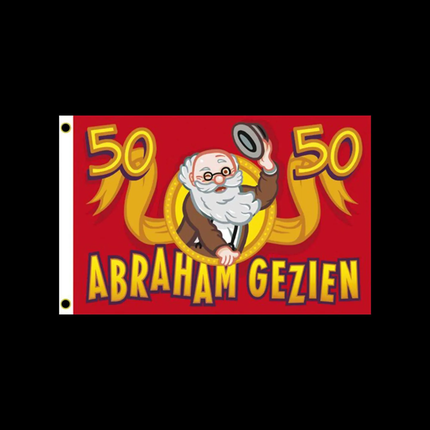 Gevelvlag 50 jaar Abraham gezien.
