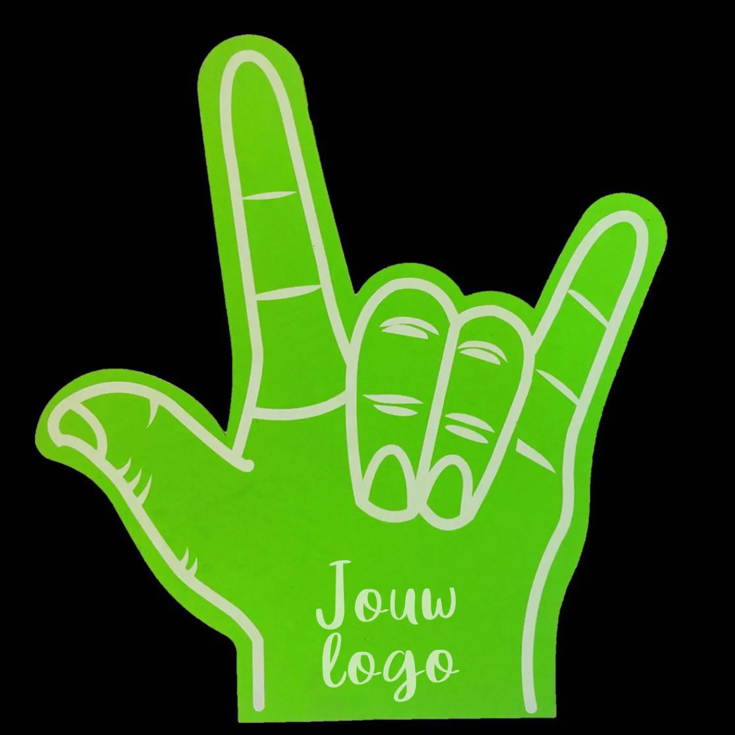 Foam handen bedrukken Rock groen kopen.