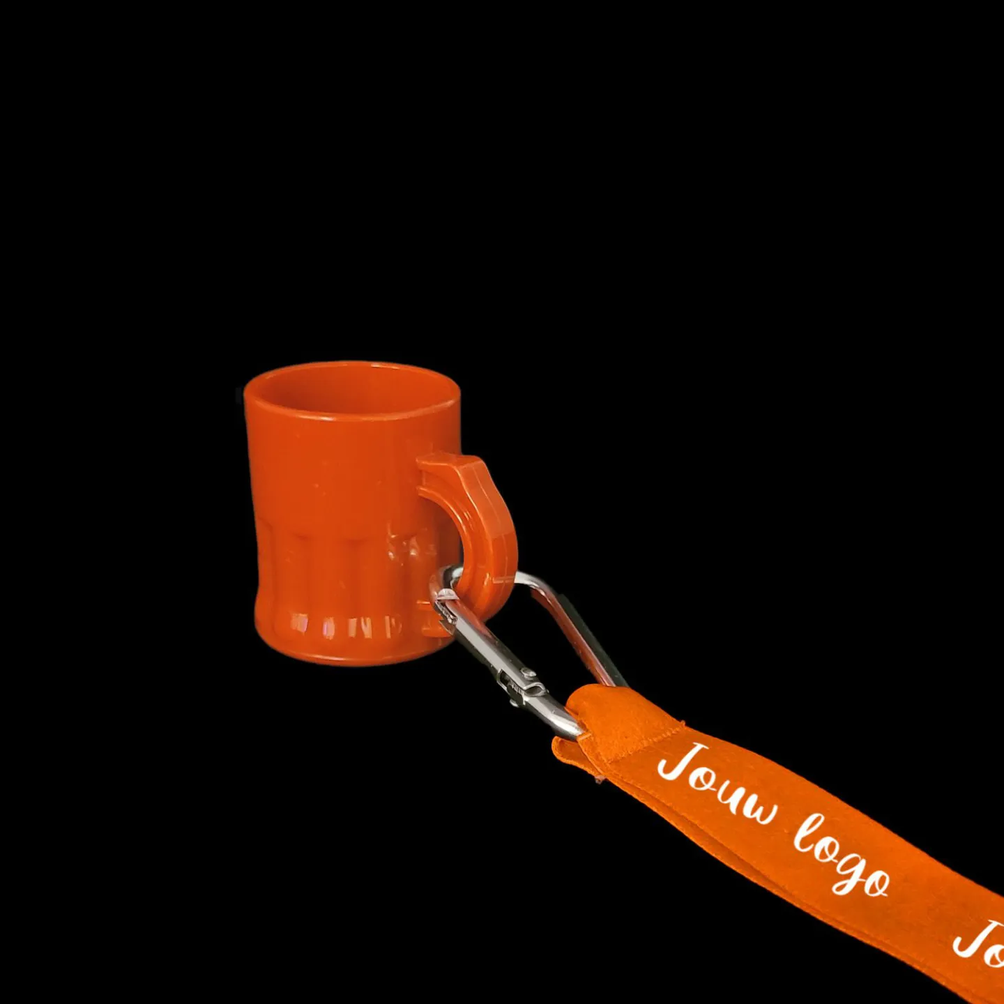 Keycord bedrukken met shotglas oranje.