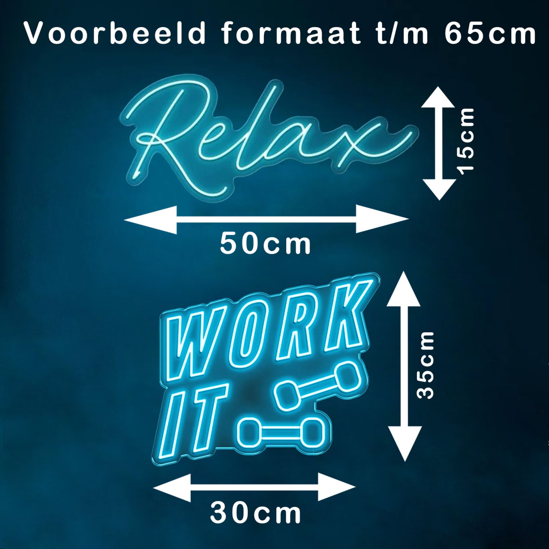 Voorbeeld formaat t/m 65cm