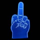 middelvinger foam hand blauw