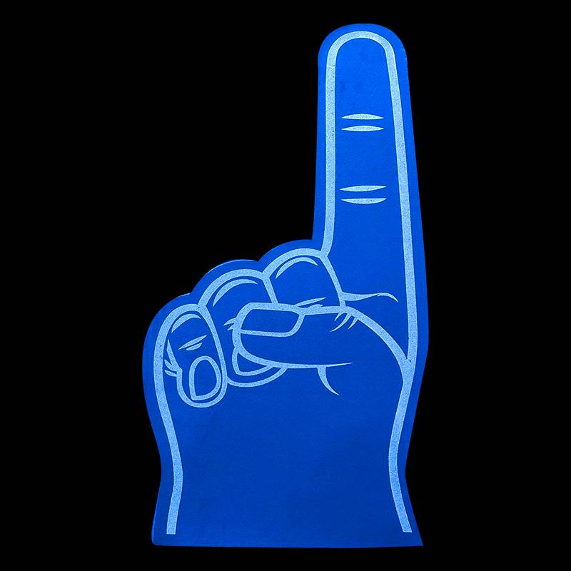 wijsvinger foam hand blauw