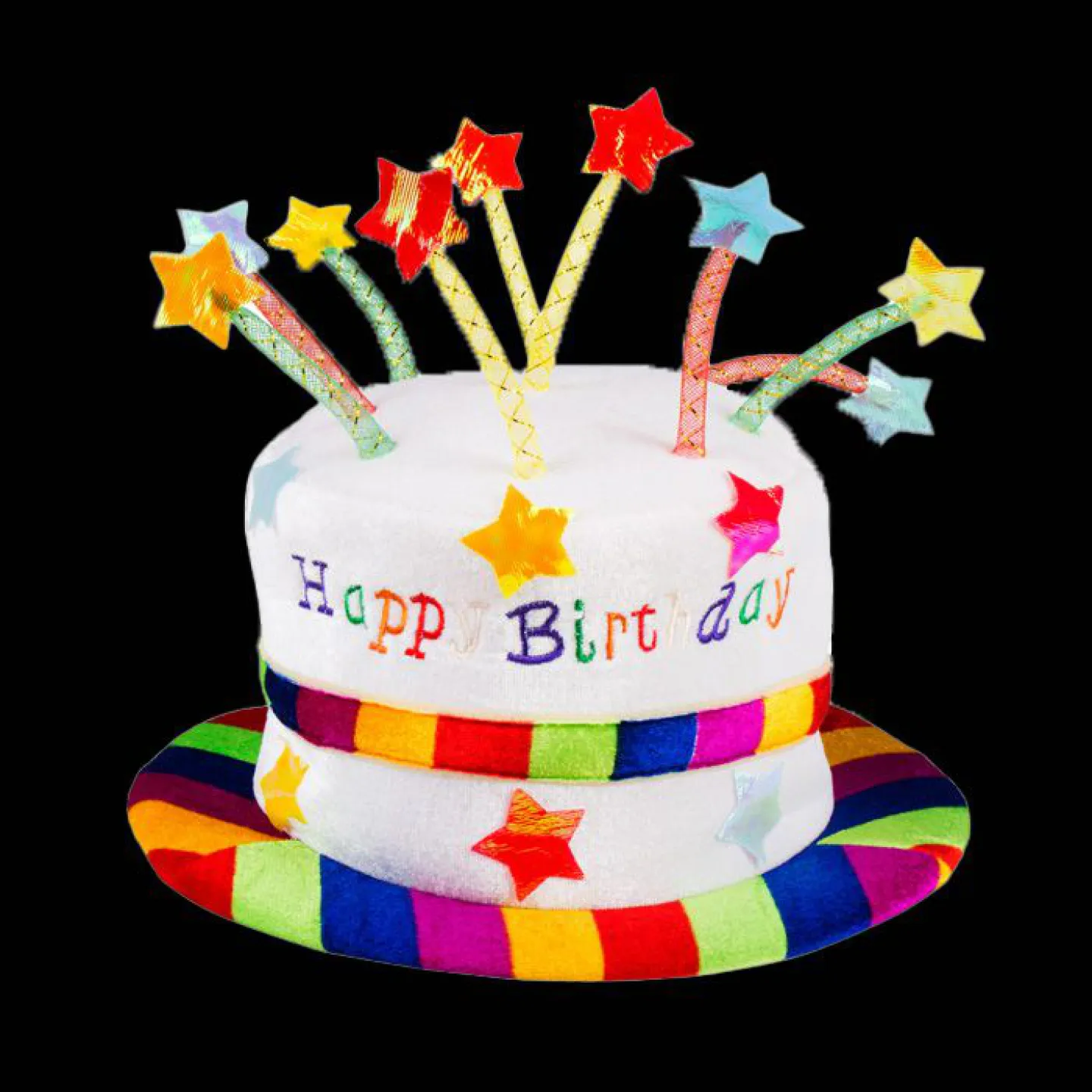 Hoed regenboogtaart happy birthday.