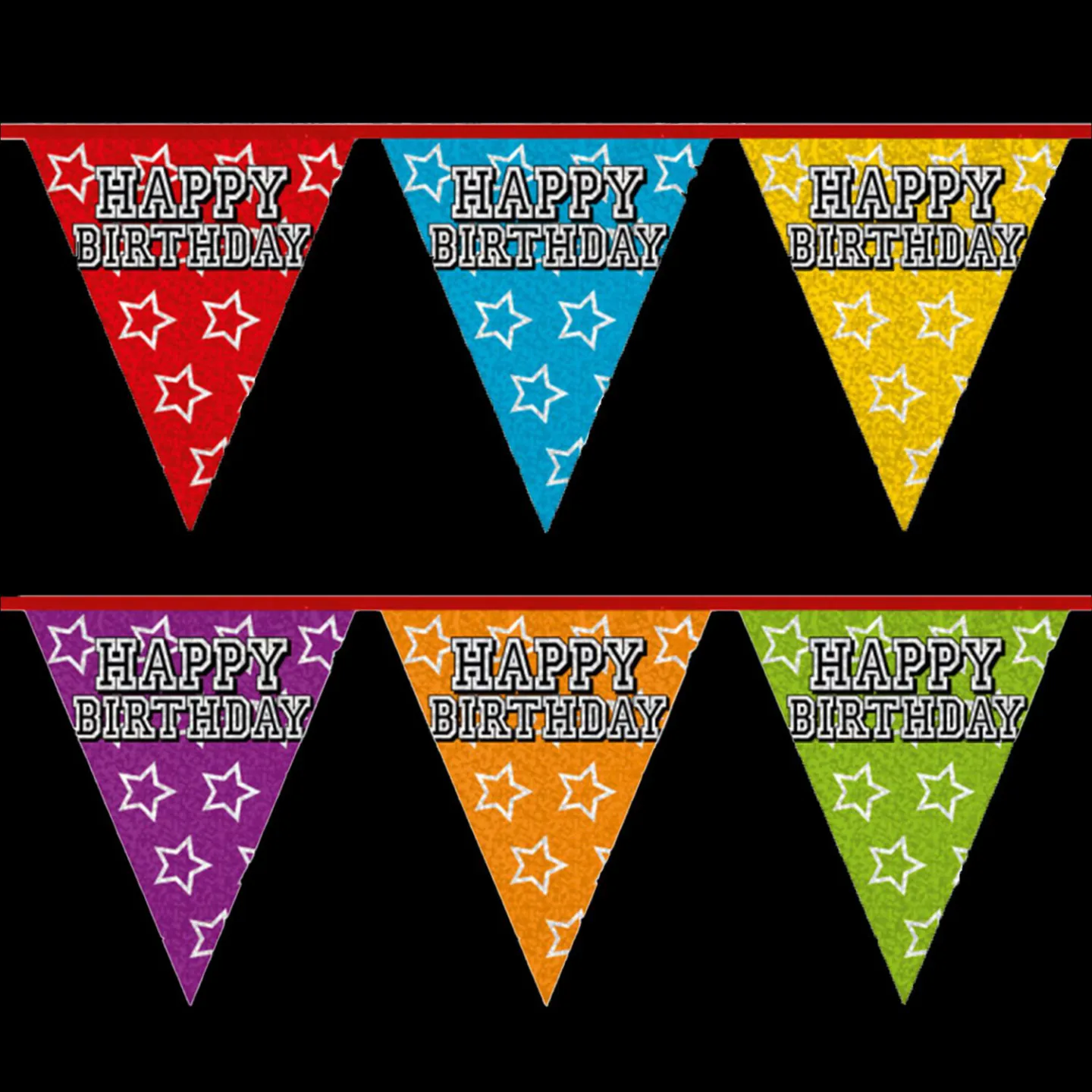 holografische vlaggenlijn happy birthday.