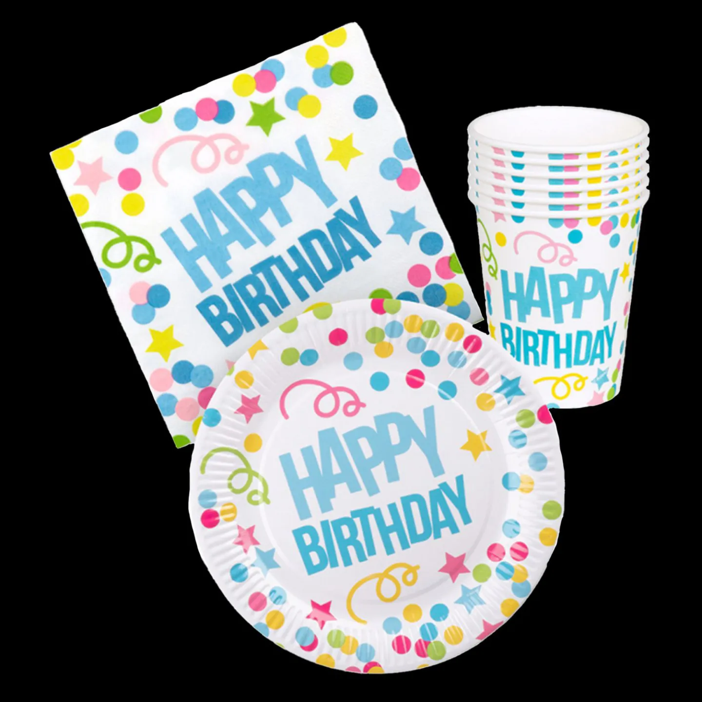 tafelset kleurrijk happy birthday.