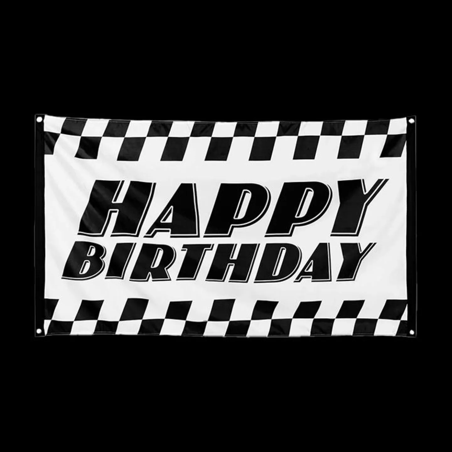 polyester banner racing happy birthday.