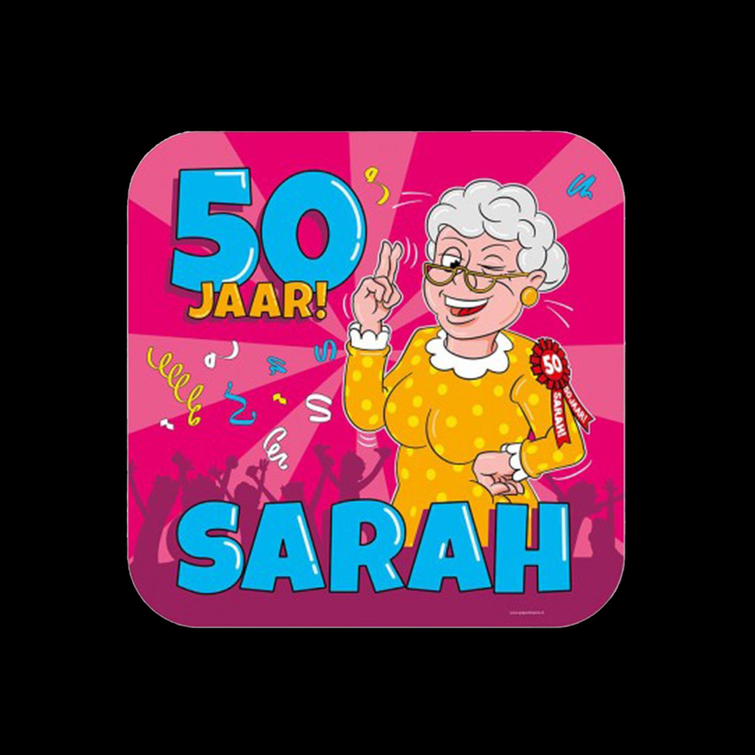 huldeschild sarah 50 jaar cartoon