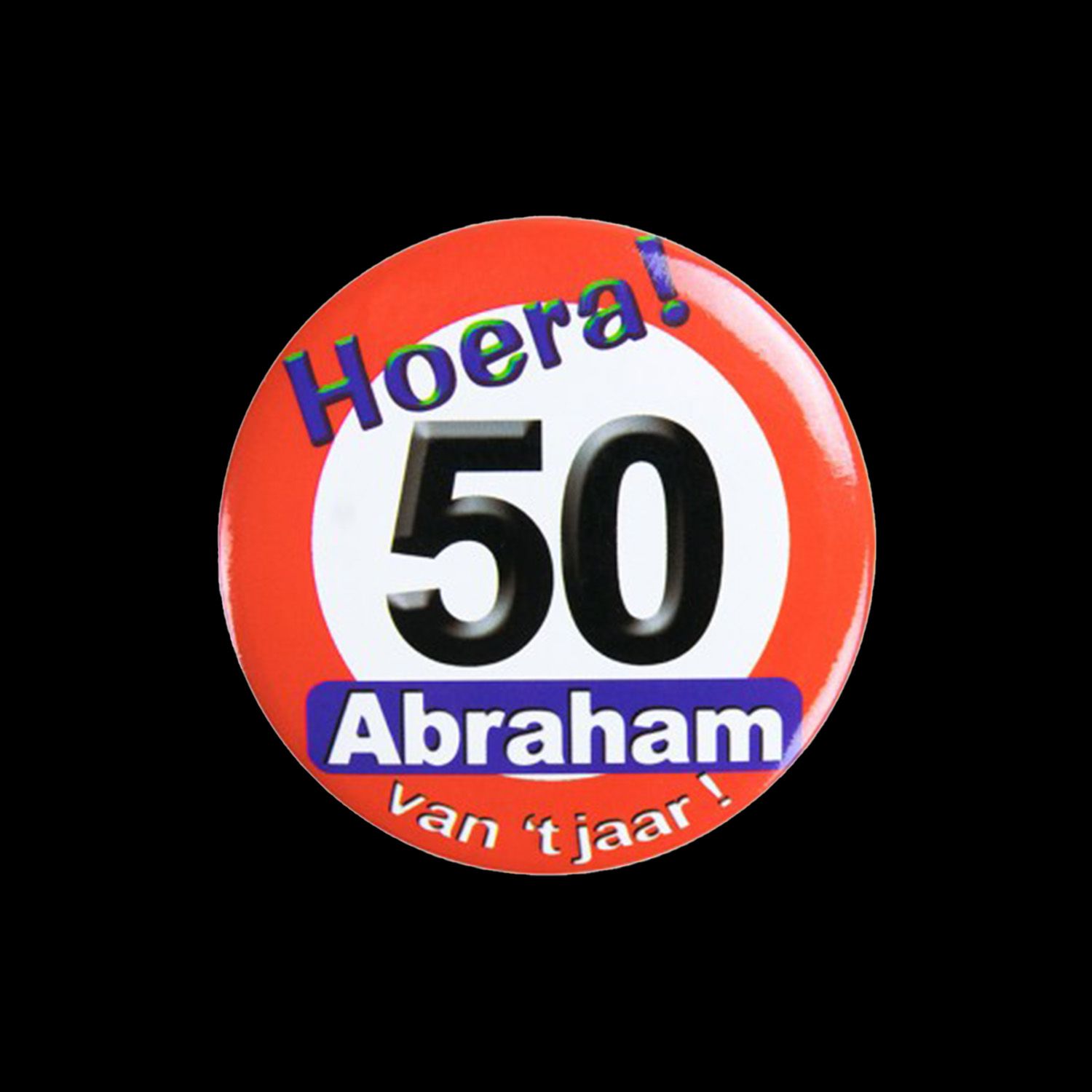 button verkeersbord abraham hoera 50