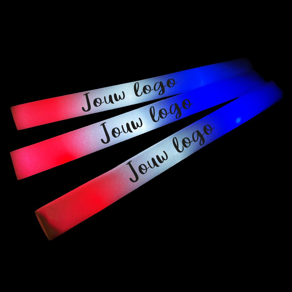 Bestickerde LED foam sticks rood/wit/blauw