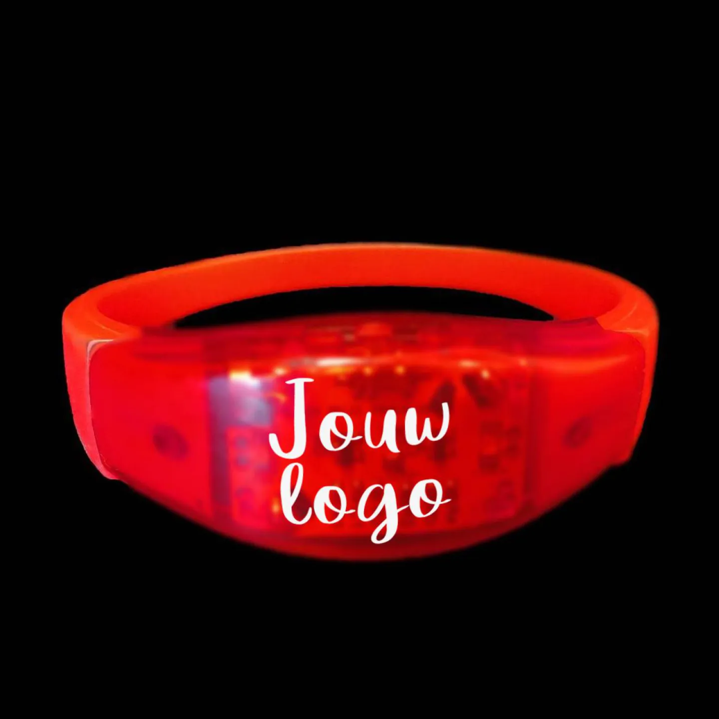Sound activated LED armband bedrukken rood.