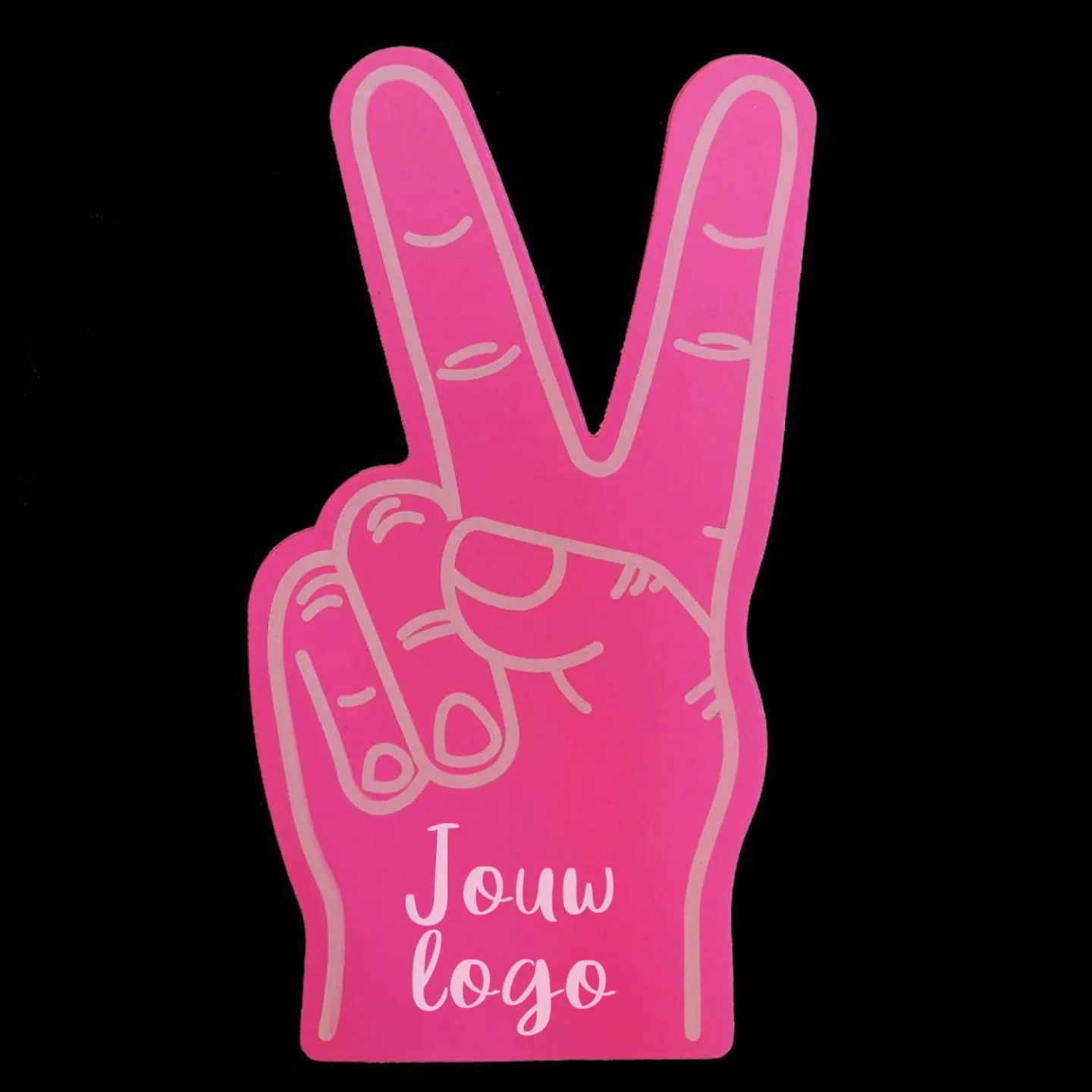 Foam handen bedrukken Peace roze.