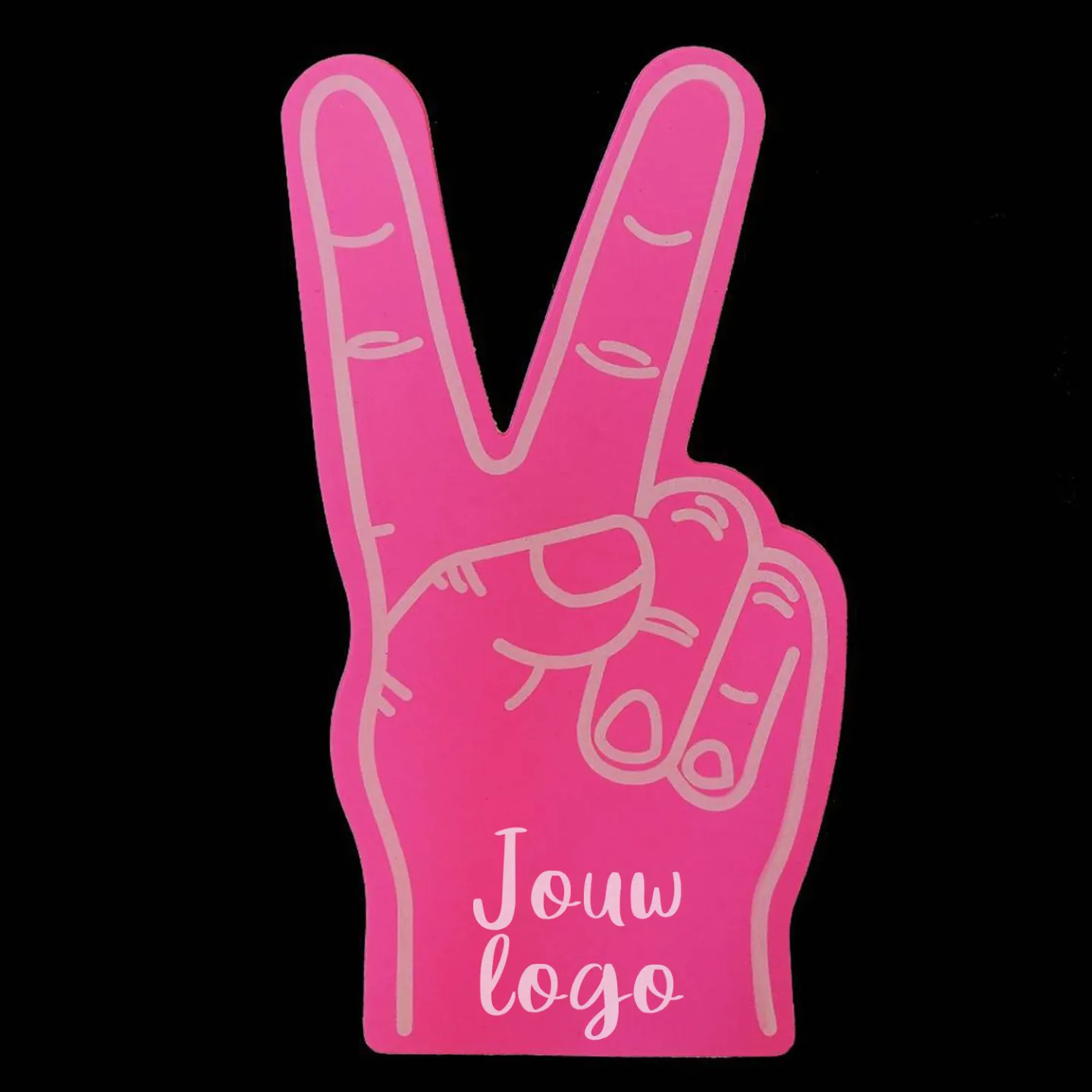 Foam handen bedrukken Peace roze kopen.