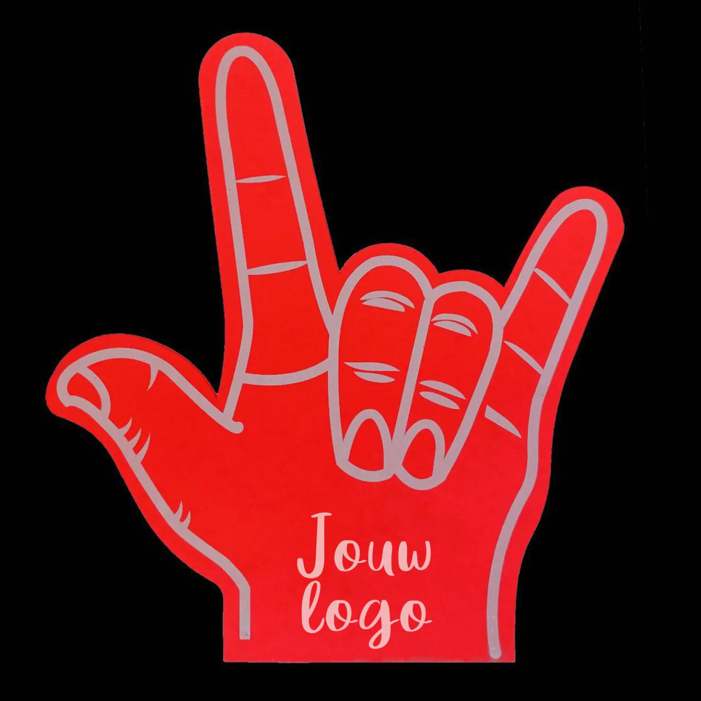 Foam handen bedrukken Rock rood kopen.