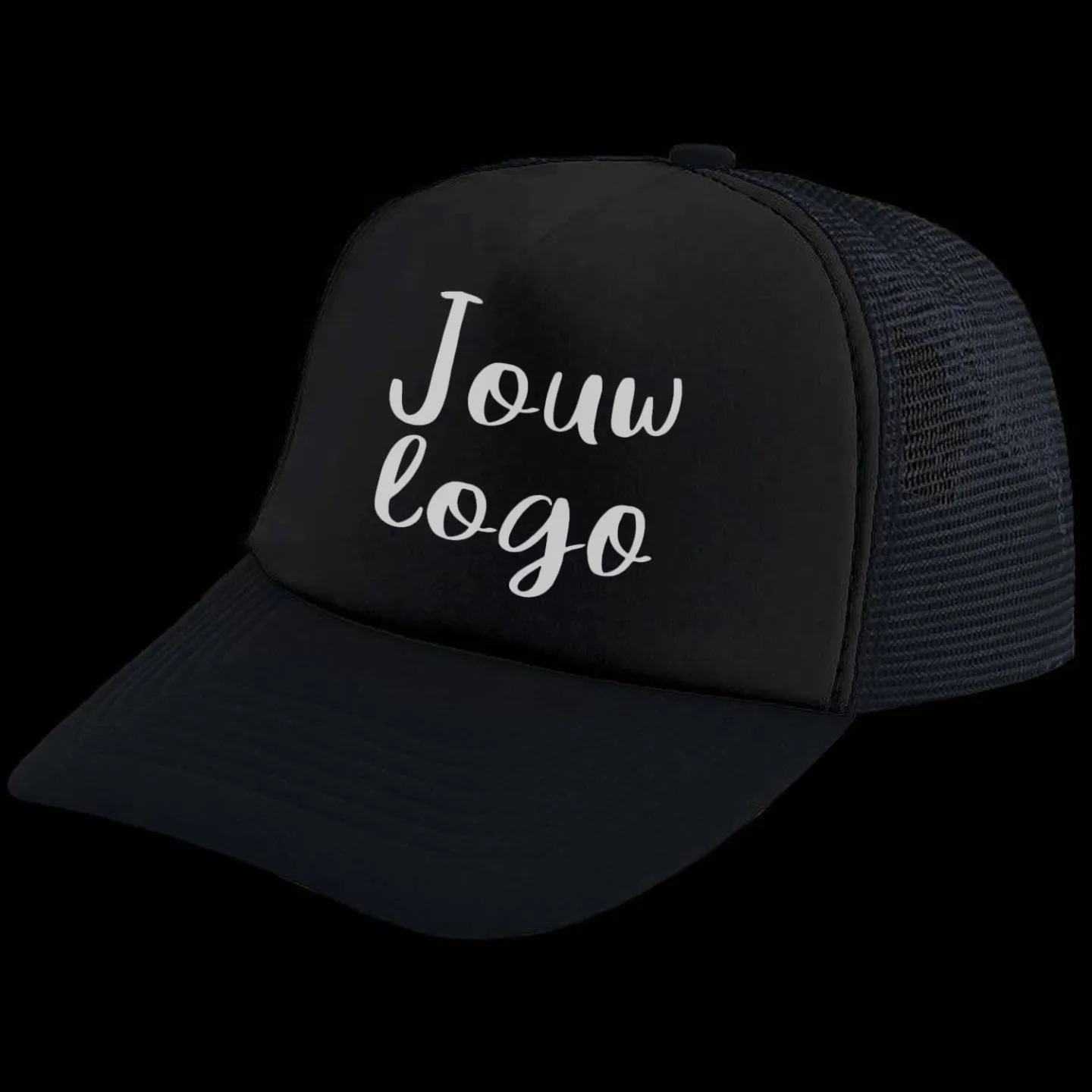 petten bedrukken zwart op zwart.