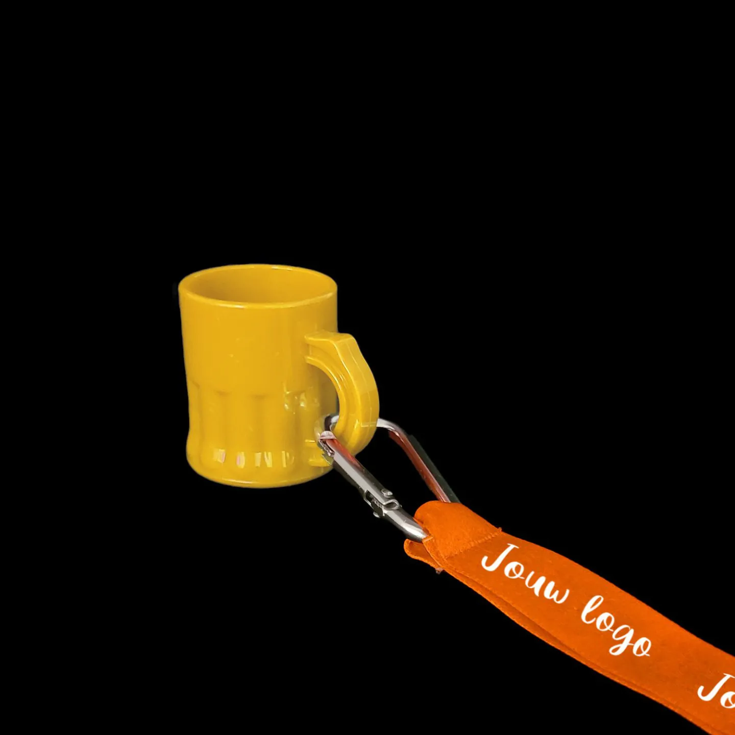 Keycord bedrukken met shotglas geel.