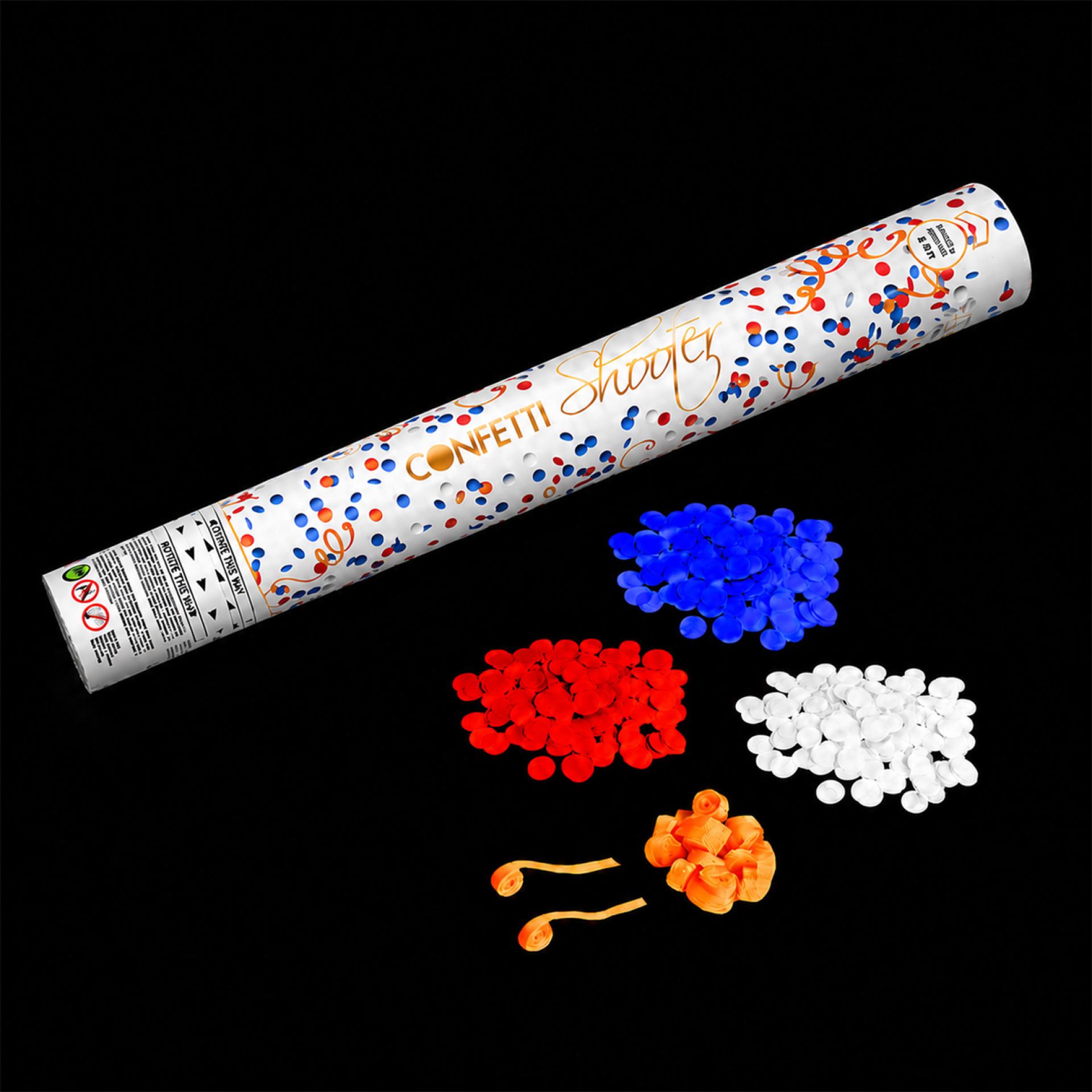 confetti kanon rood wit blauw oranje 40cm
