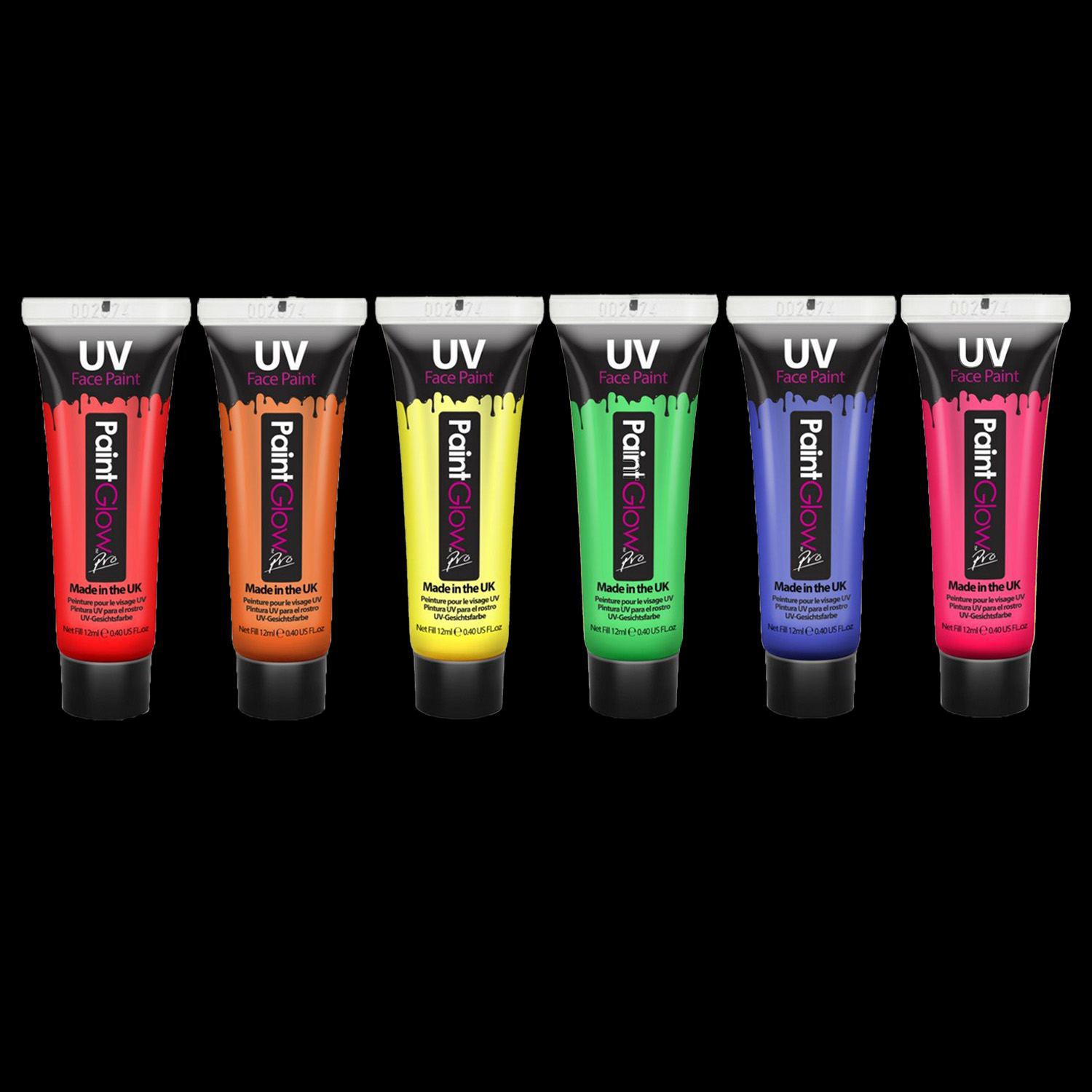 Blacklight face&body verf 12ml set van 6 stuks