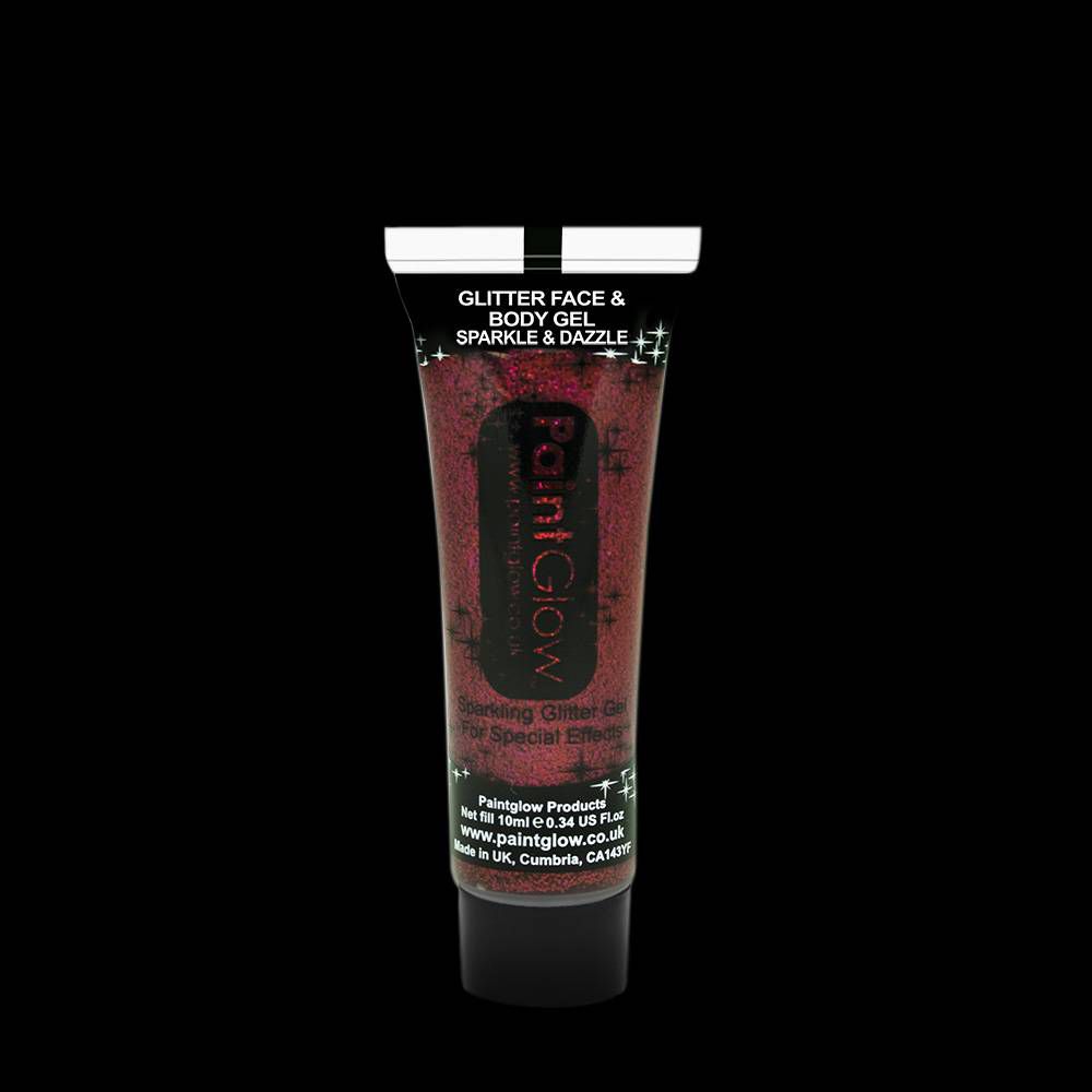 Glitter face & body gel 10ml rood