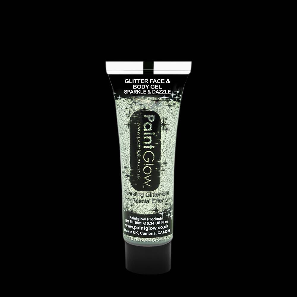 Glitter face & body gel 10ml zilver