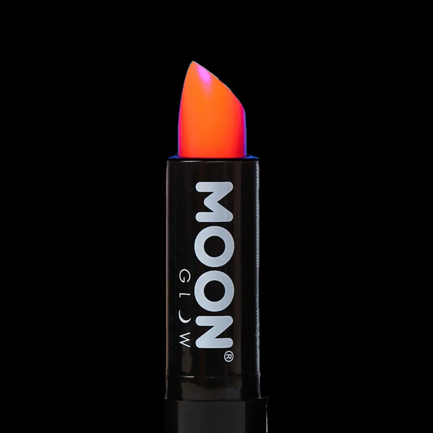 Uv lichtgevende neon oranje lippenstift.