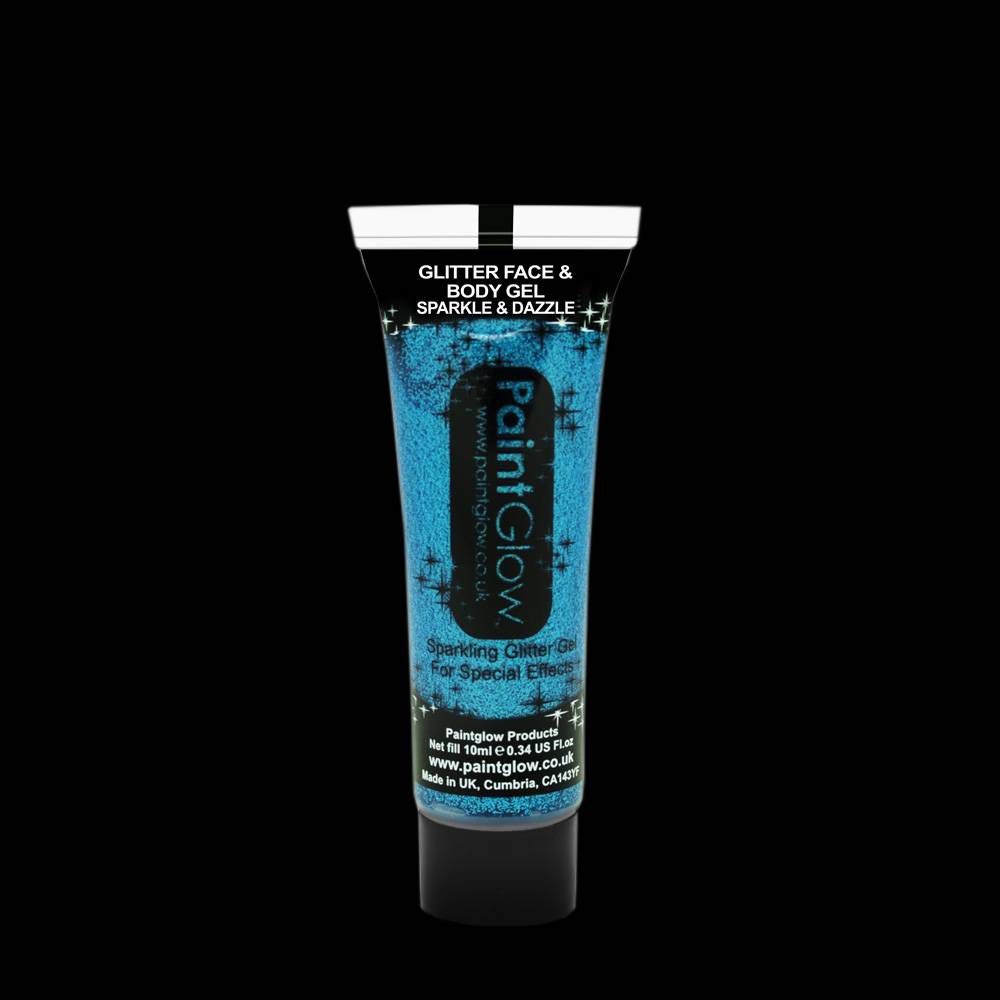 Glitter face & body gel 10ml blauw