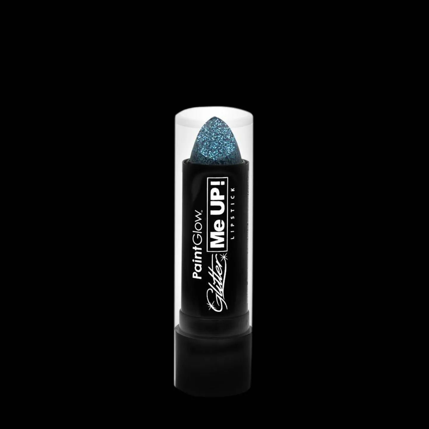 Glitter lippenstift blauw.