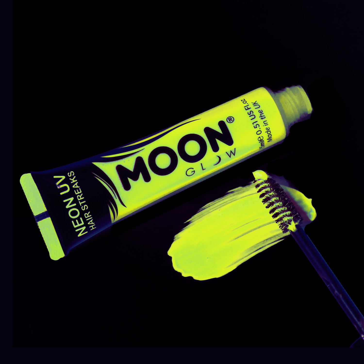Haarmascara lichtgevend UV neon geel
