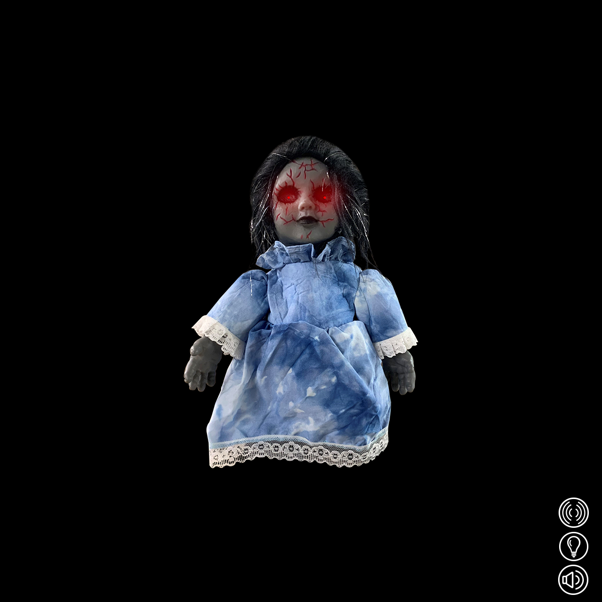 Lopende horror pop jurk blauw 15cm