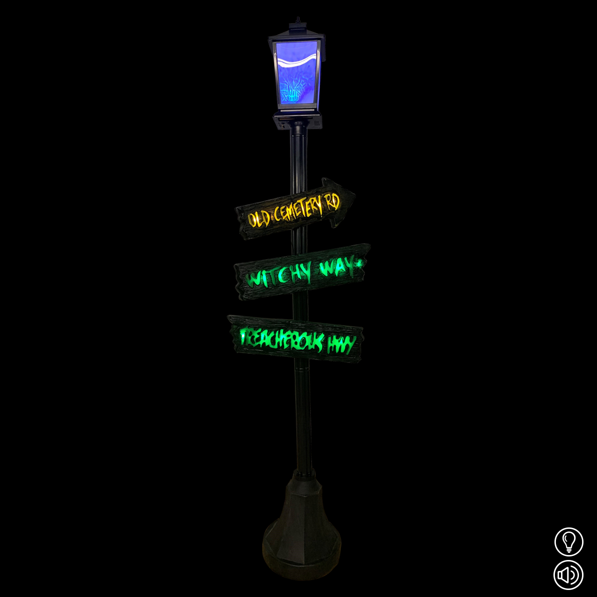 Halloween straatbord licht en geluid 200cm