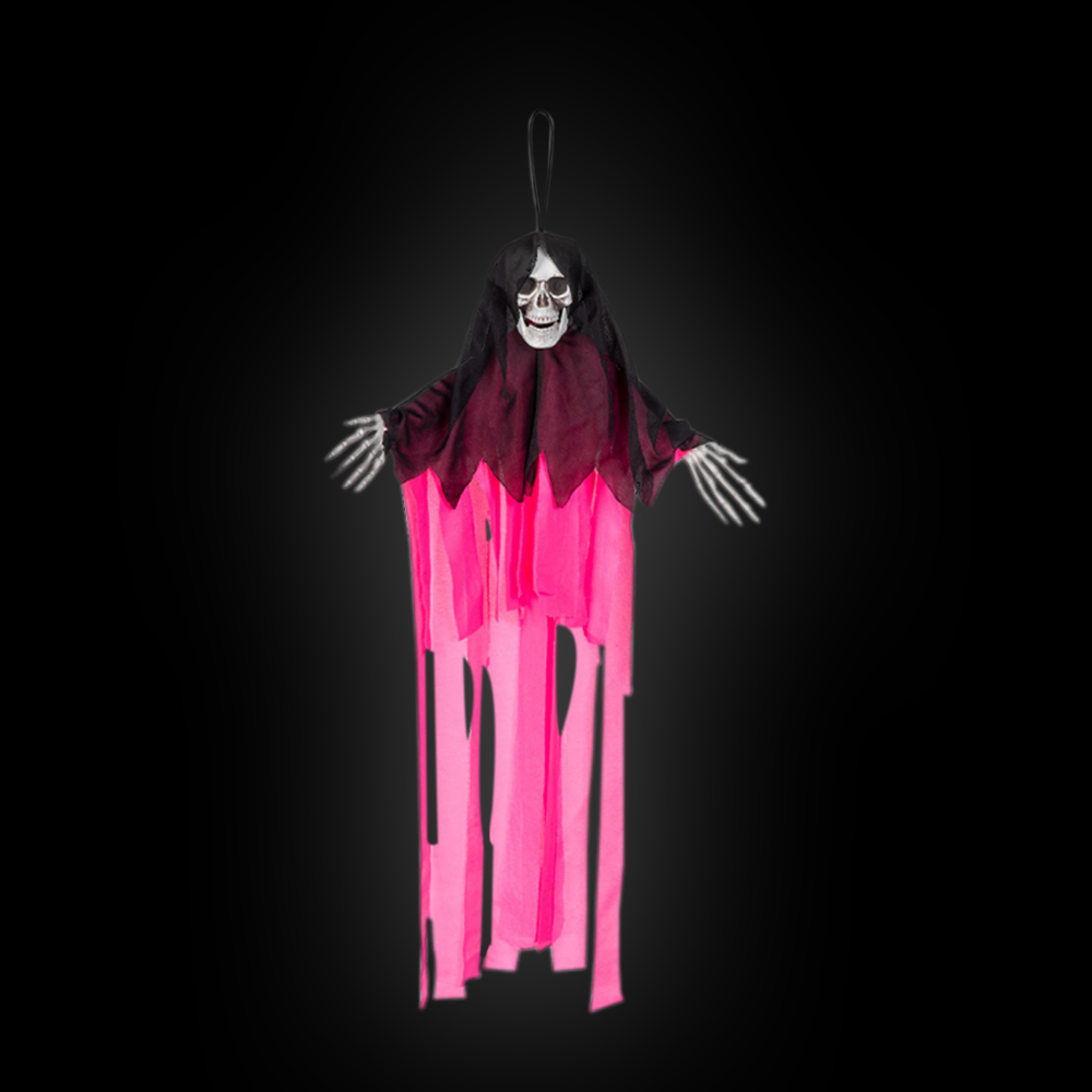 Halloween hangdecoratie schedelspook roze