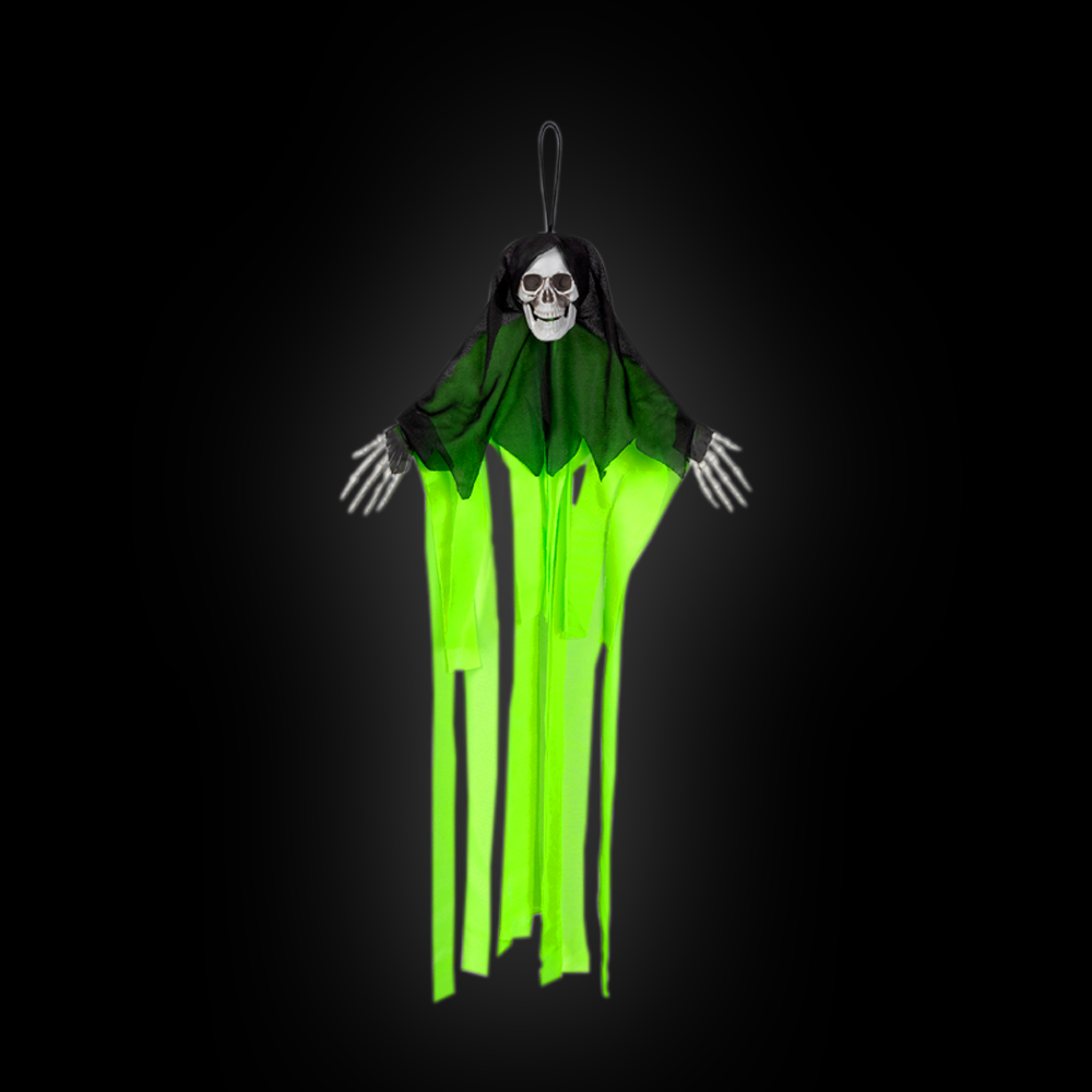 Halloween hangdecoratie schedelspook groen
