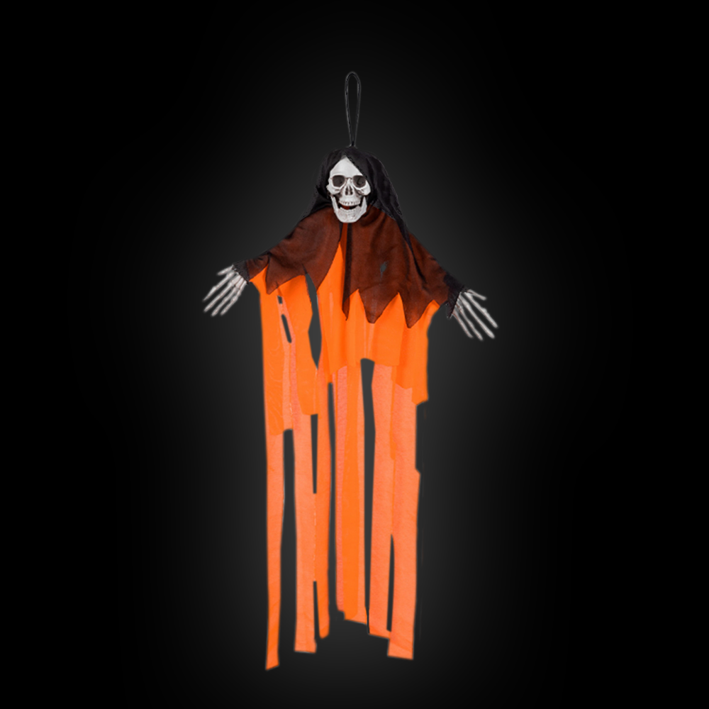 Halloween hangdecoratie schedelspook oranje