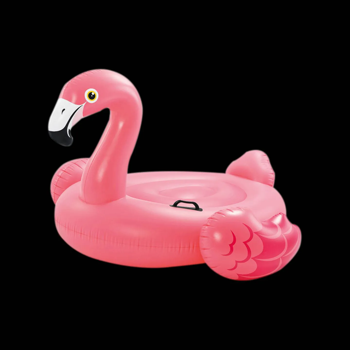 Opblaas flamingo ride-on.