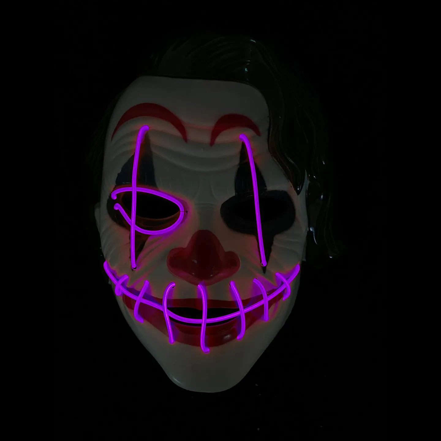 Halloween masker - The joker - LED paars.
