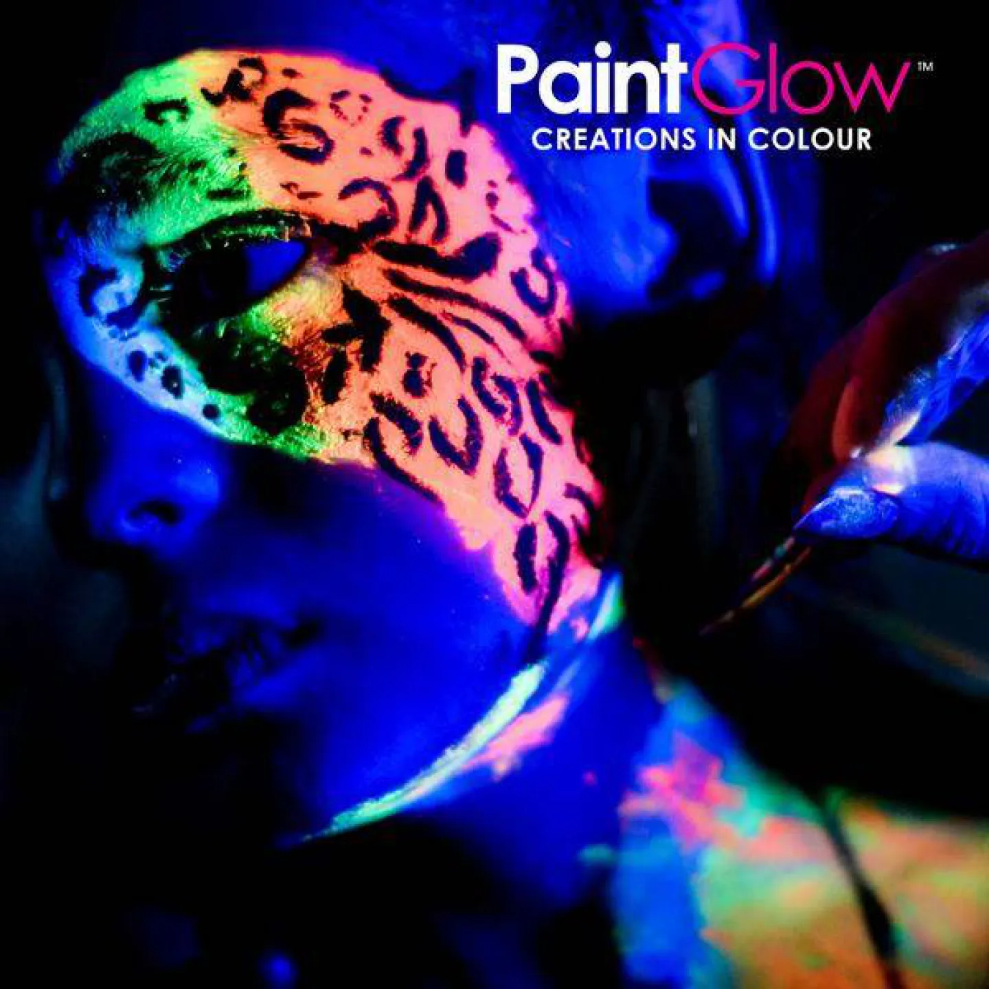 colourful UV body art.