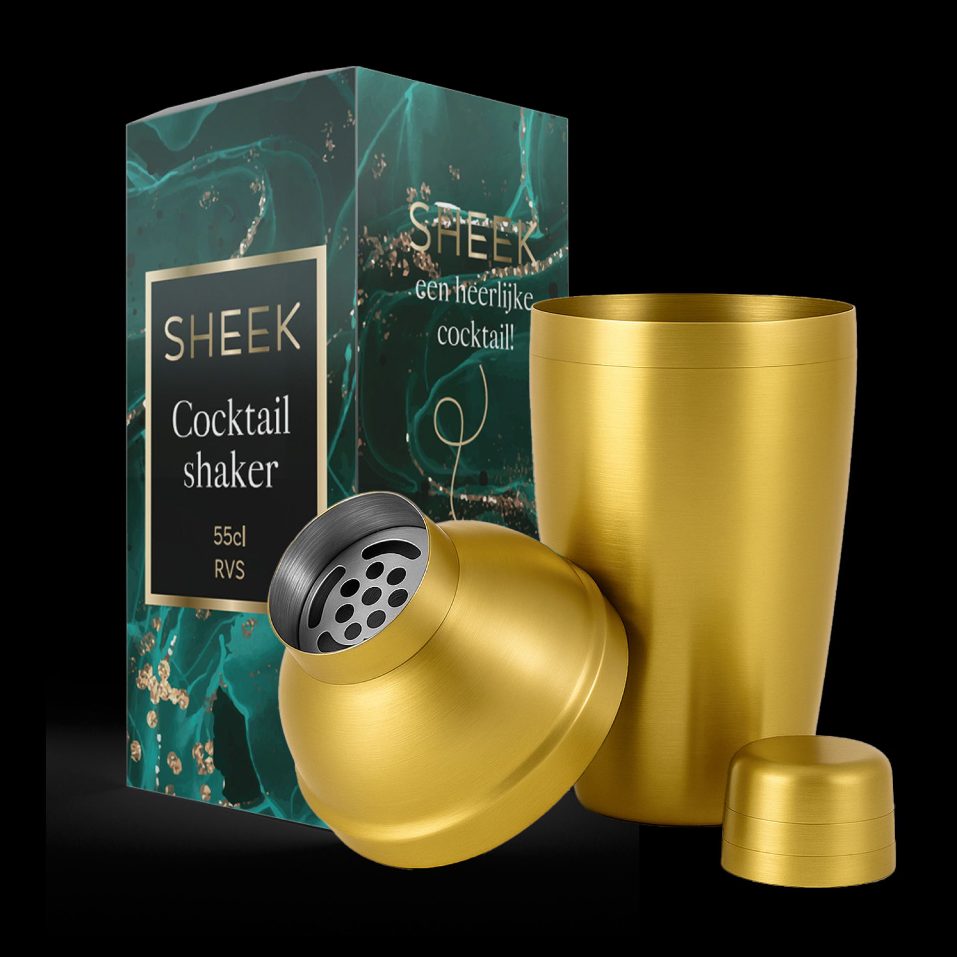 RVS cocktailshaker 55cl goud