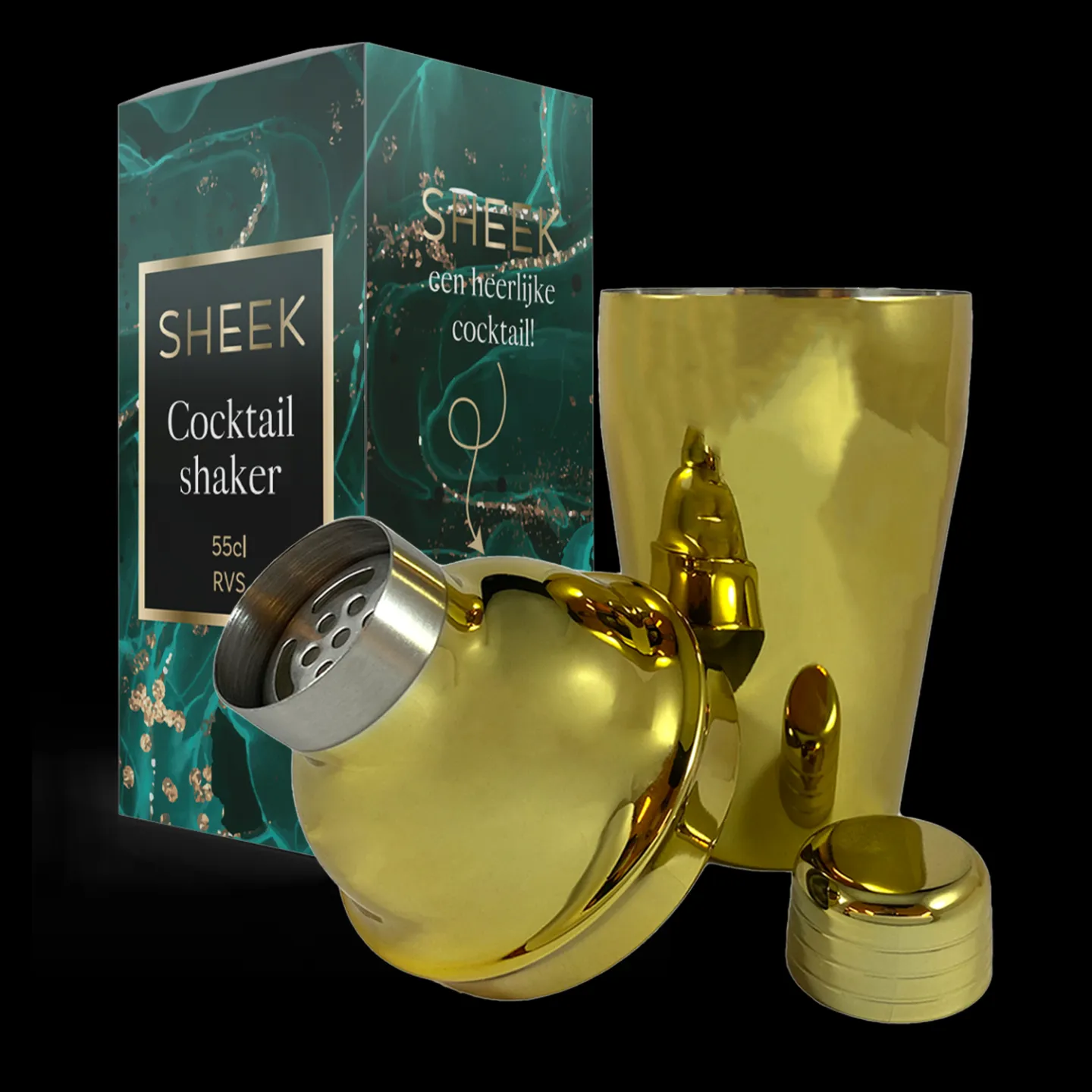 Gouden RVS cocktailshaker 55cl.