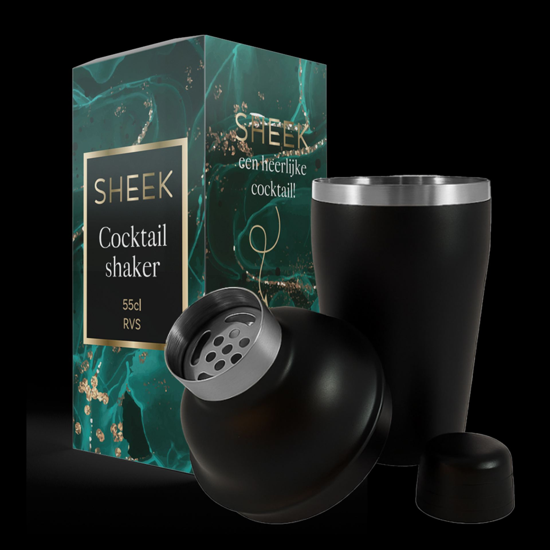 RVS cocktailshaker 55cl zwart