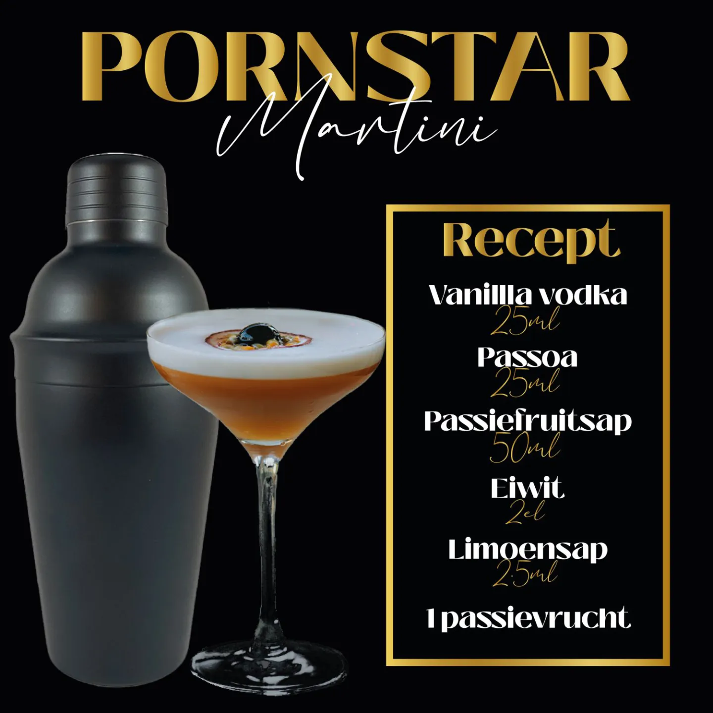 Cocktailshaker RVS zwart 55cl kopen.