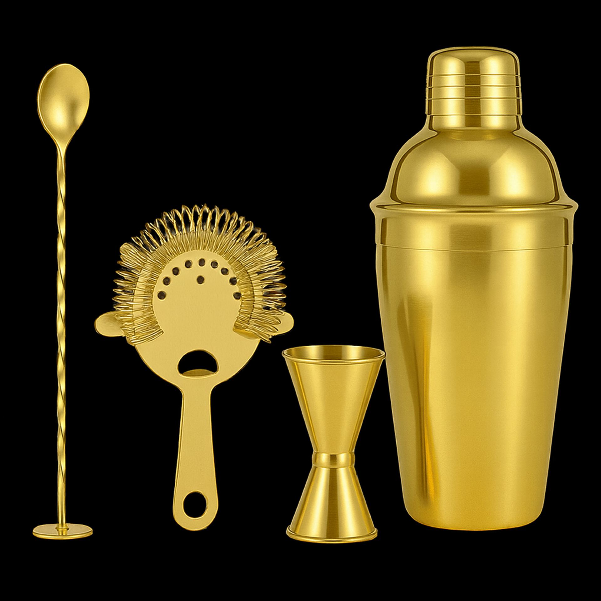 RVS cocktailset 4 delig goud set