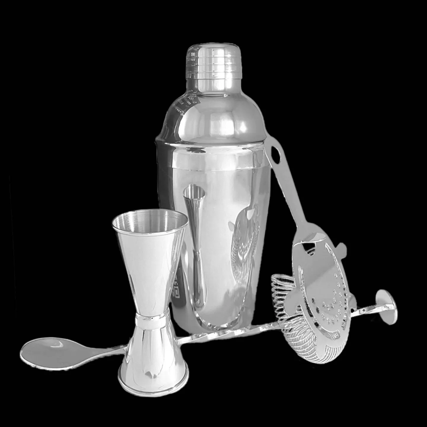 50cl RVS cocktailshaker 4 delig - Zilver.