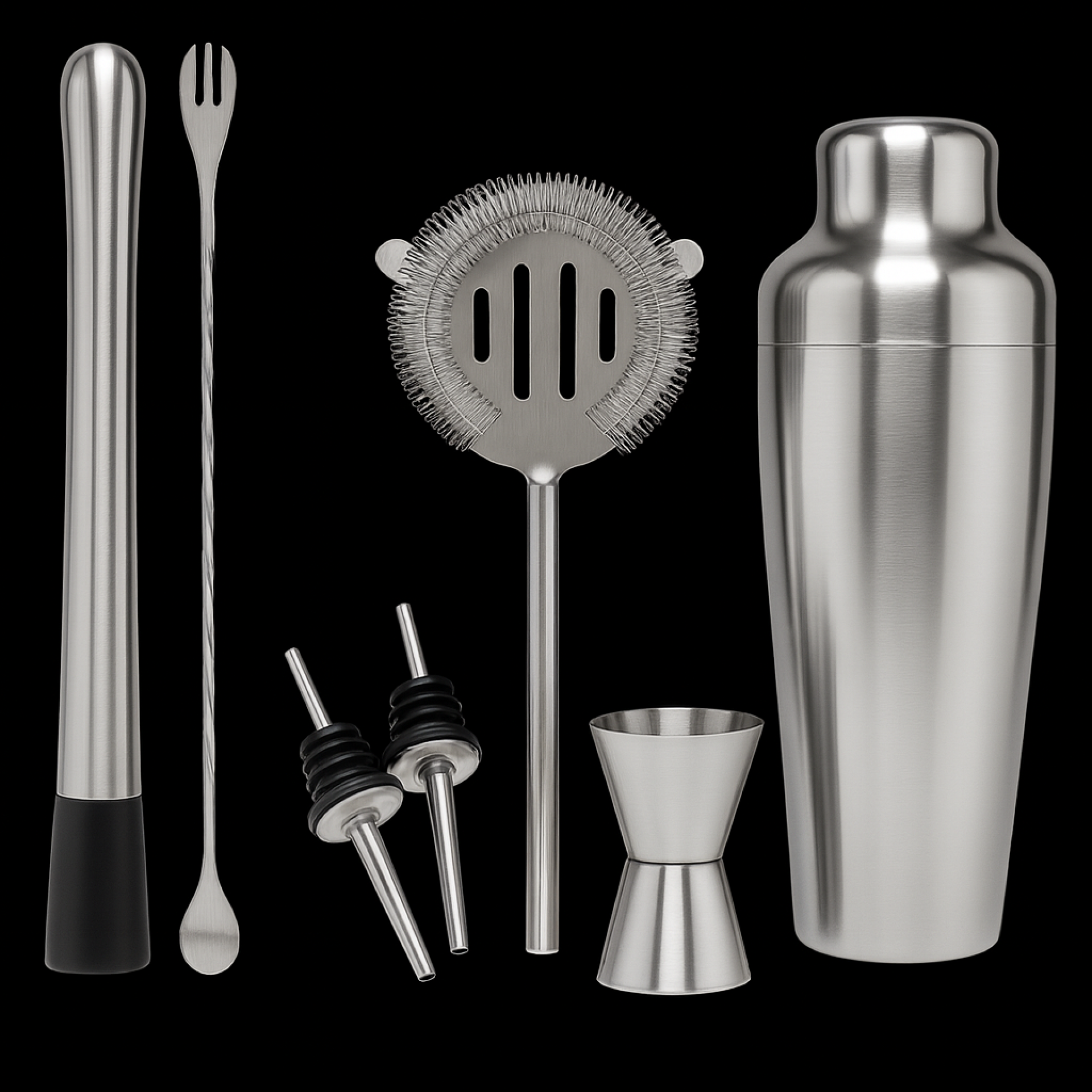 RVS cocktailset 7 delig zilver set