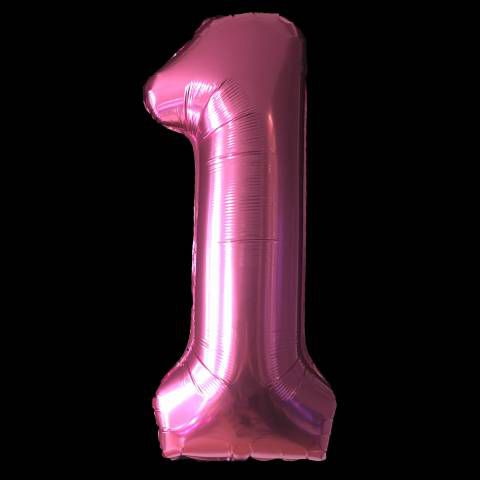 Cijfer ballon roze 97cm cijfer één
