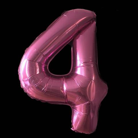 Cijfer ballon roze 97cm cijfer vier