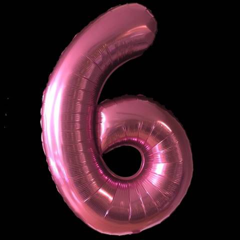 Cijfer ballon roze 97cm cijfer zes