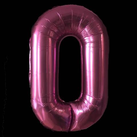 Cijfer ballon roze 97cm cijfer nul