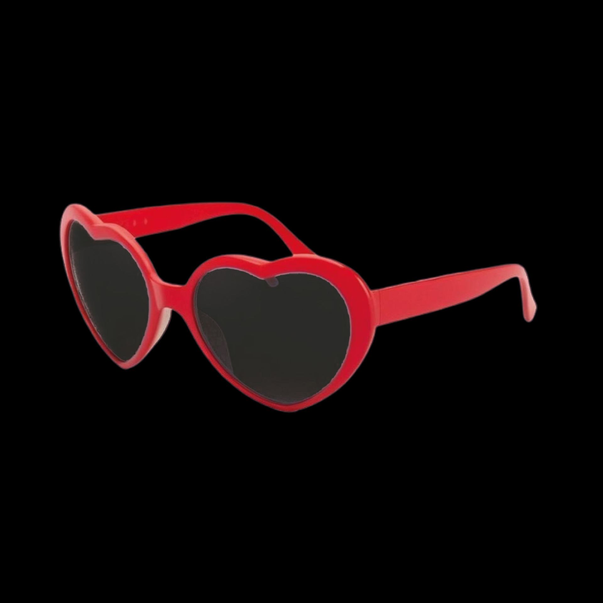 Festival bril hartjes zonnebril 3D effect rood