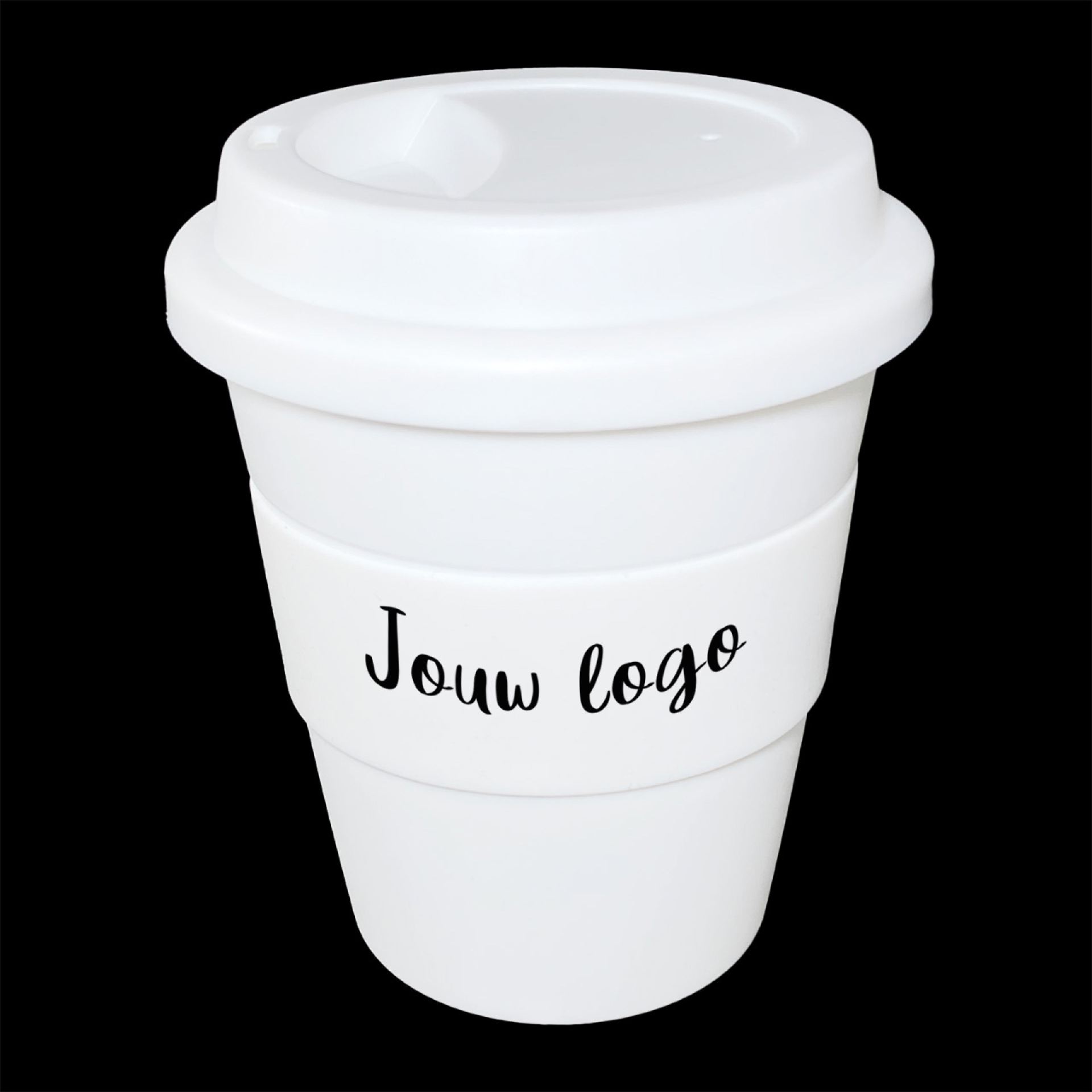 Koffiebeker to go bedrukkensleeve 35cl wit